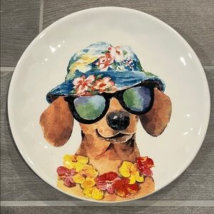 Pier 1 Imports 8-1/2” SUMMER DOGS SUNGLASSES Dachshund Doxie Weiner Plate Dish